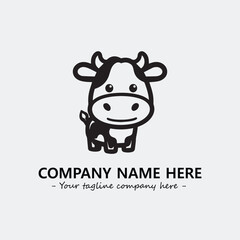 Cow illustration black and white for logo company vector image
