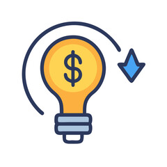 Dollar Lightbulb with Arrow Indicator Icon Design