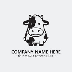 Cow illustration black and white for logo company vector image
