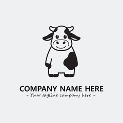 Cow illustration black and white for logo company vector image
