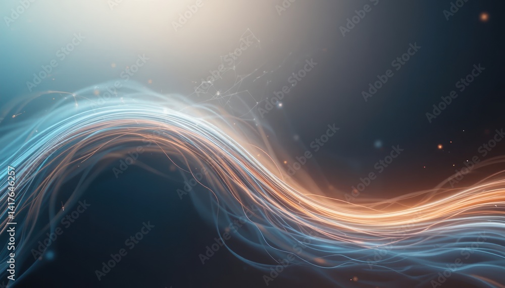 Poster dynamic flowing light waves abstract digital art ethereal environment illuminated background concept