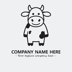 Cow illustration black and white for logo company vector image
