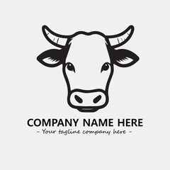 Cow illustration black and white for logo company vector image
