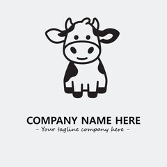 Cow illustration black and white for logo company vector image
