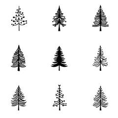 Fototapeta premium Christmas trees design elements in black and white