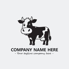 Cow illustration black and white for logo company vector image
