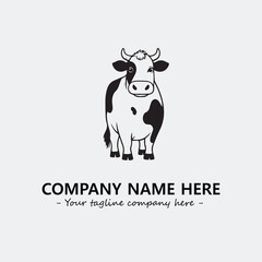 Cow illustration black and white for logo company vector image
