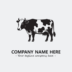 Cow illustration black and white for logo company vector image
