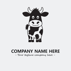 Cow illustration black and white for logo company vector image
