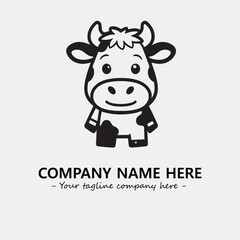 Cow illustration black and white for logo company vector image

