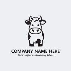 Cow illustration black and white for logo company vector image
