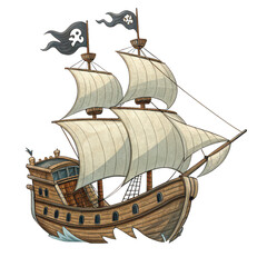 Pirate ship png vintage pirate ship png sailing ship png pirate vessel png nautical ship png old wooden ship png treasure hunt ship png ocean voyage png transparent background image