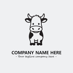 Cow illustration black and white for logo company vector image

