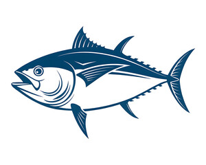 Obraz premium An elegant tuna fish silhouette icon set against a clean white background. 