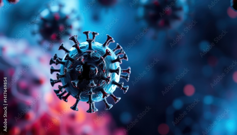 Aufkleber microscopic view of a virus particle 3d rendering