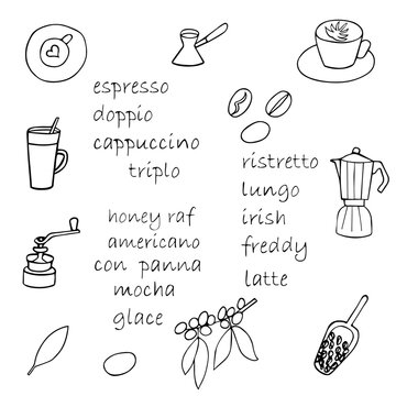 Drawn set of coffee