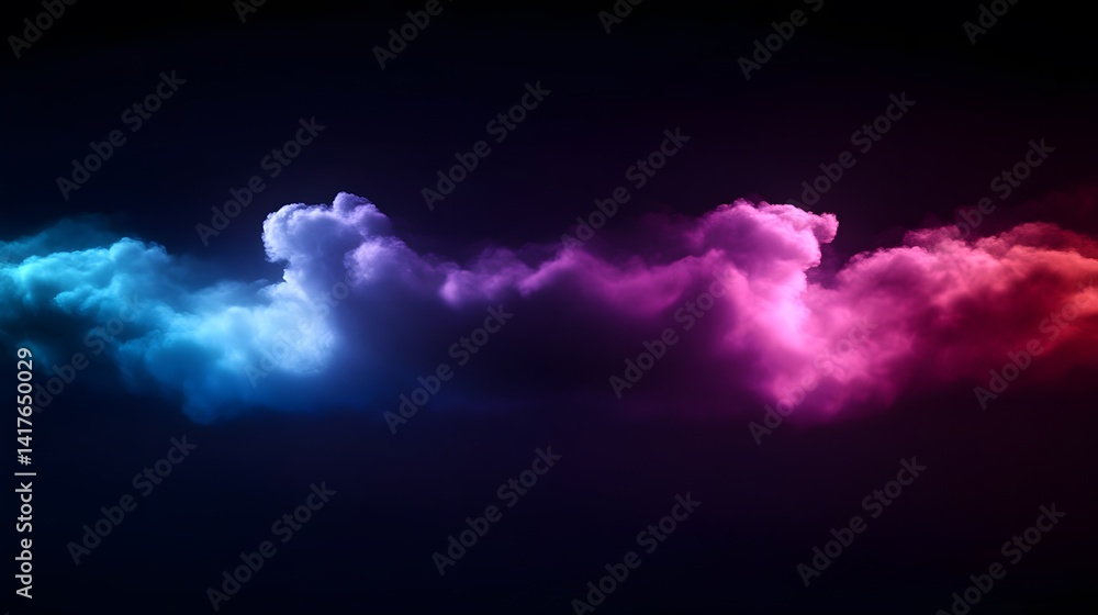 Poster glowing points and abstract particle clouds in space for futuristic visual design
