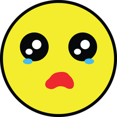 Crying Face Emoji with Teary Eyes and Trembling Mouth Expression