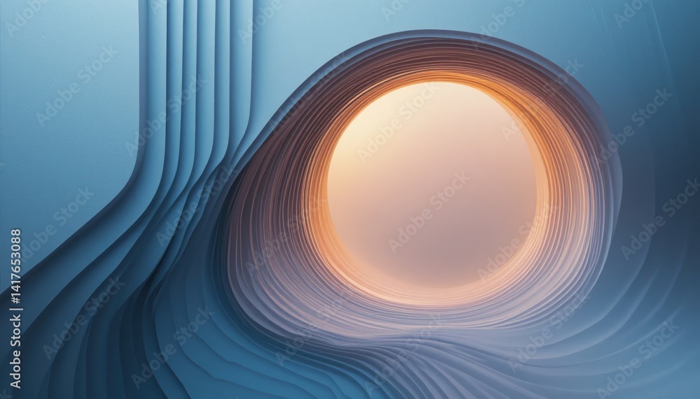 Poster exploring fluid dynamics through a circular illumination digital art abstract environment soft light