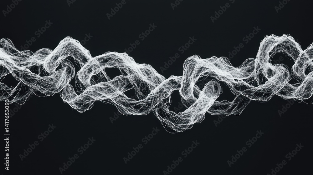Poster abstract flowing white lines on black background creating a sense of movement and serenity in the co