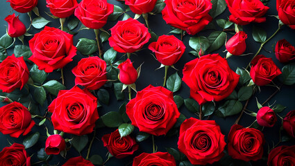 Fototapeta premium Vibrant red roses wallpaper for elegant decor