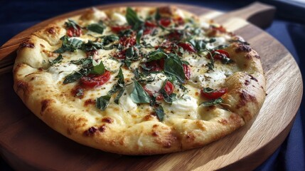 Artisan pizza with fresh basil leaves tom-3 - food tossed pizza up pizzaiolo crispy