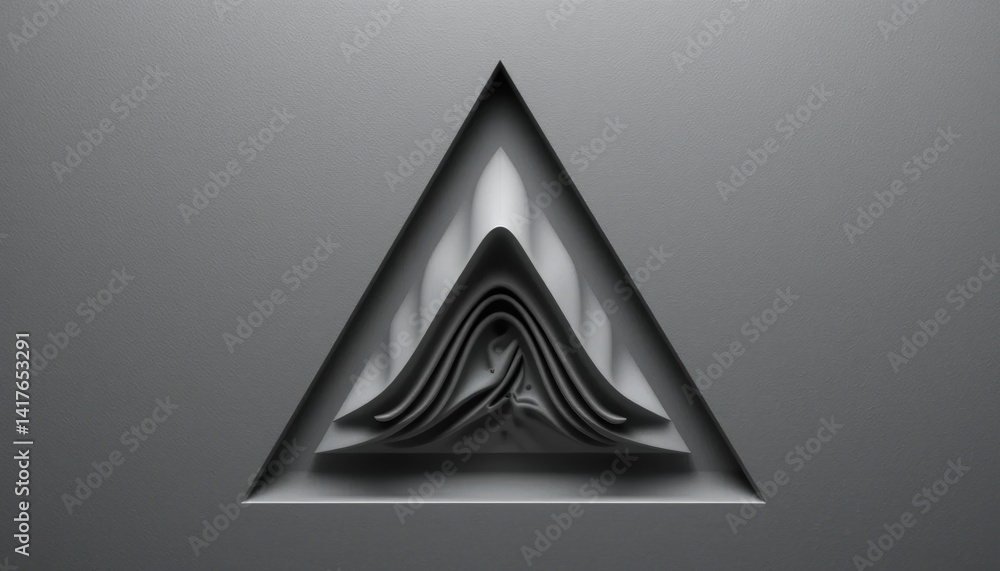 Poster abstract digital art design featuring a triangular shape with flowing textures modern aesthetic mini