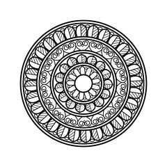 Mandala Design Black and White Circular Pattern Geometric Shapes Symmetrical Artwork Zentangle Inspired Radial Floral Elements