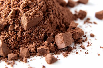 Pile of cocoa powder with chunks