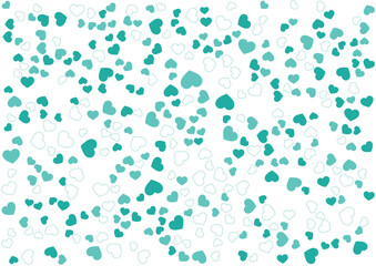 ハート柄の背景 緑系の3色 フチと単色 ハート
