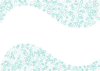 ハート柄の背景 緑系の3色 フチハート