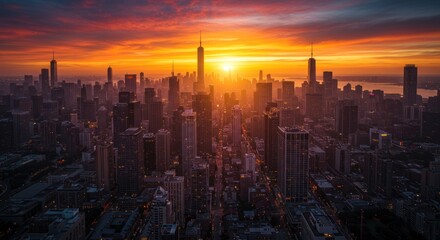 Obraz premium City Skyline at Sunset - Photo