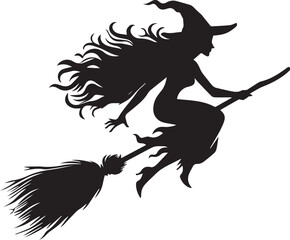 Vector of silhouette Halloween witch