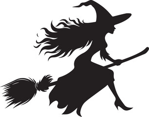 Vector of silhouette Halloween witch