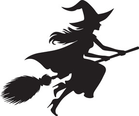 Vector of silhouette Halloween witch