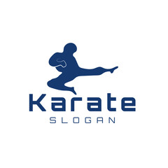 Vector illustration of a kicking silhouette in karate sport. Perfect for logo design, posters, or promotional materials related to martial arts and sports.