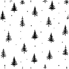 Fototapeta premium Elegant Christmas Trees and Dots Seamless Pattern