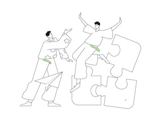 Flat vector illustration of business people operating work scene
