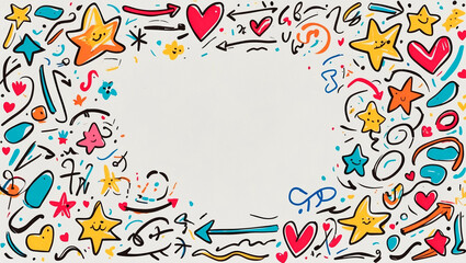 Obraz premium Whimsical hand-drawn frame with playful doodles