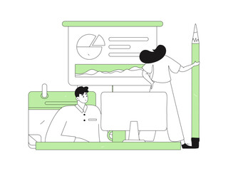 Flat vector illustration of business people operating work scene
