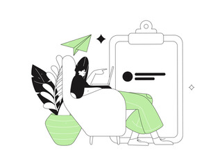 Flat vector illustration of business people operating work scene
