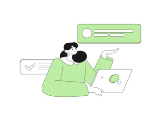 Flat vector illustration of business people operating work scene
