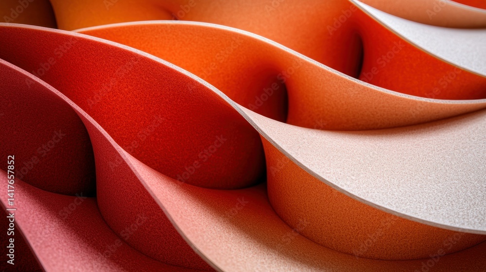Poster abstract waves of vibrant orange and red textures creating a dynamic visual flow