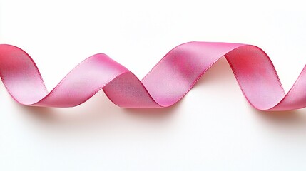 Pink ribbon curl on white background