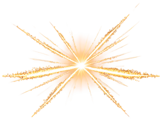 Golden Light Burst with Rays on Transparent Background