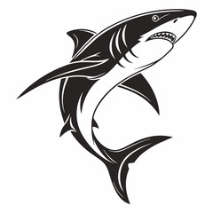 Shark vector silhouette black design white background