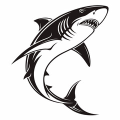 Shark vector silhouette black design white background