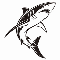 Shark vector silhouette black design white background