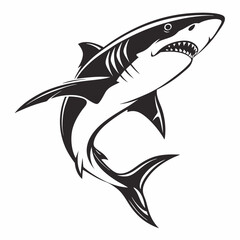 Shark vector silhouette black design white background