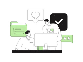 Flat vector illustration of business people operating work scene
